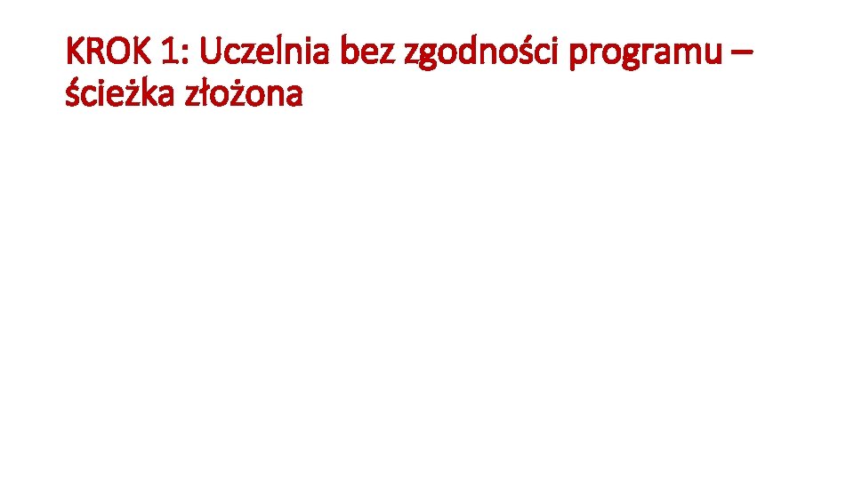 KROK 1: Uczelnia bez zgodności programu – ścieżka złożona 