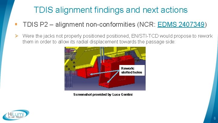 TDIS alignment findings and next actions § TDIS P 2 – alignment non-conformities (NCR: