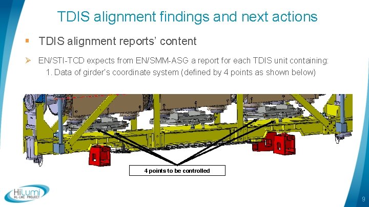 TDIS alignment findings and next actions § TDIS alignment reports’ content Ø EN/STI-TCD expects