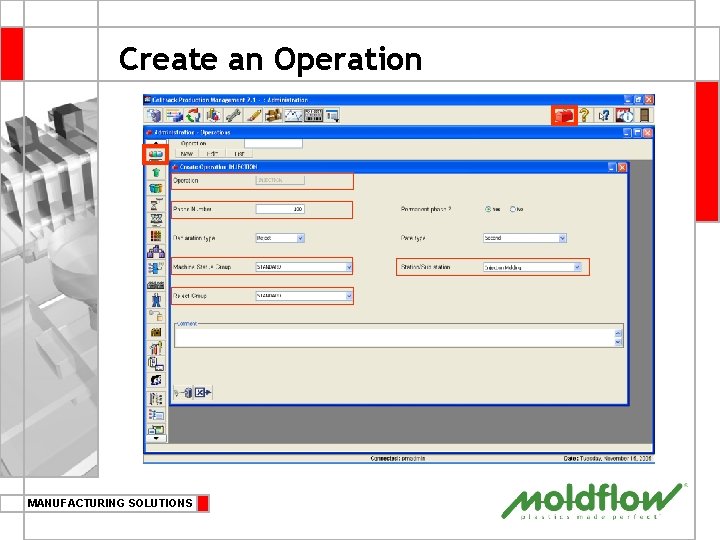 Create an Operation MANUFACTURING SOLUTIONS 