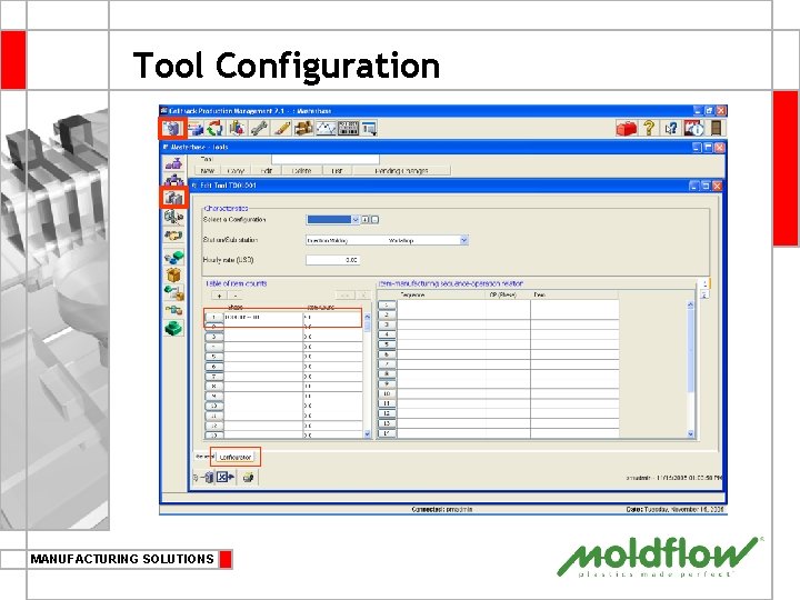 Tool Configuration MANUFACTURING SOLUTIONS 