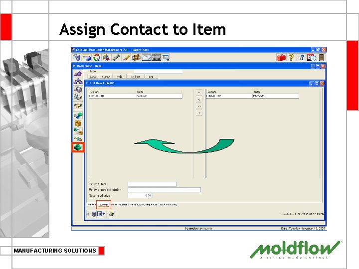 Assign Contact to Item MANUFACTURING SOLUTIONS 