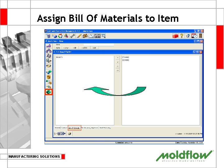 Assign Bill Of Materials to Item MANUFACTURING SOLUTIONS 