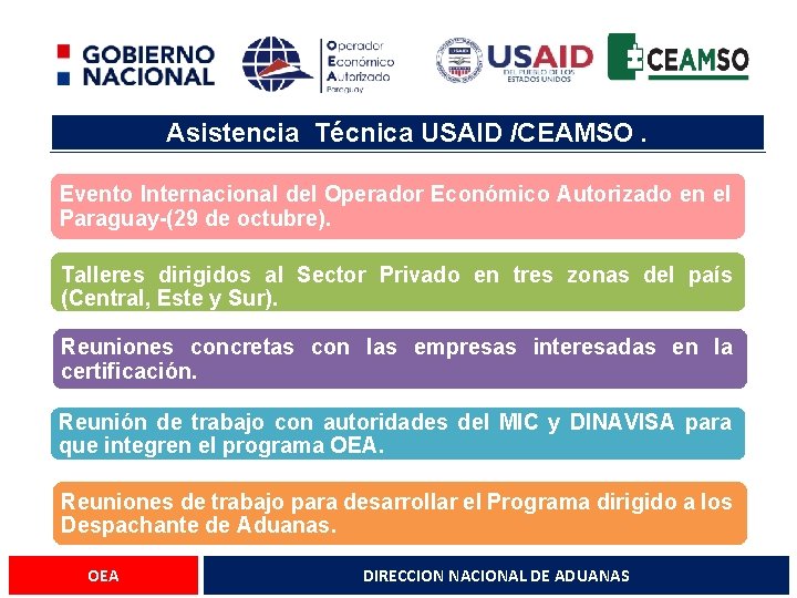 Asistencia Técnica USAID /CEAMSO. Evento Internacional del Operador Económico Autorizado en el Paraguay-(29 de