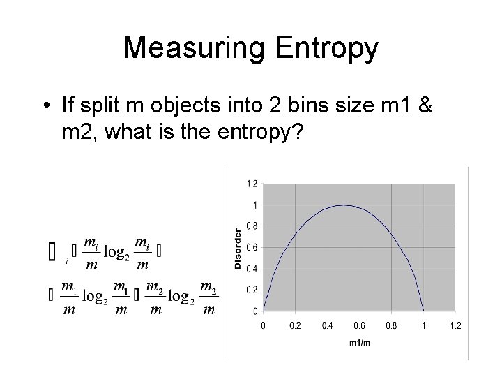 Measuring Entropy • If split m objects into 2 bins size m 1 &