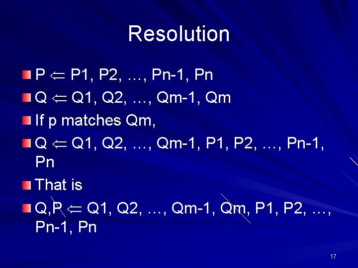 Resolution P P 1, P 2, …, Pn-1, Pn Q Q 1, Q 2,