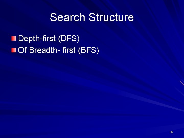 Search Structure Depth-first (DFS) Of Breadth- first (BFS) 36 
