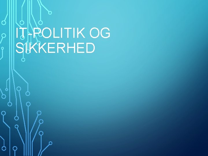 IT-POLITIK OG SIKKERHED 