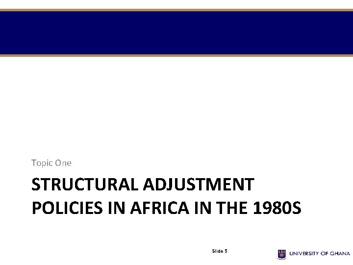 Topic One STRUCTURAL ADJUSTMENT POLICIES IN AFRICA IN THE 1980 S Slide 5 