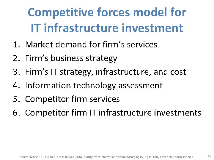 Competitive forces model for IT infrastructure investment 1. 2. 3. 4. 5. 6. Market