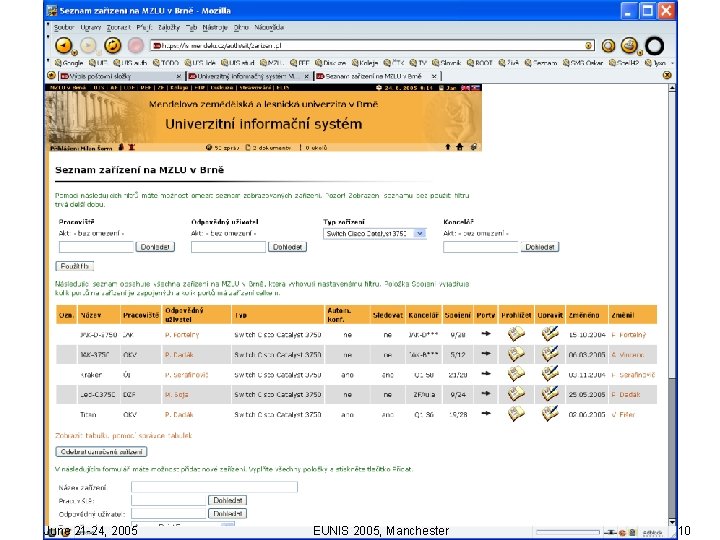 June 21 -24, 2005 EUNIS 2005, Manchester 10 