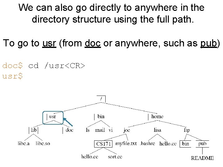 We can also go directly to anywhere in the directory structure using the full