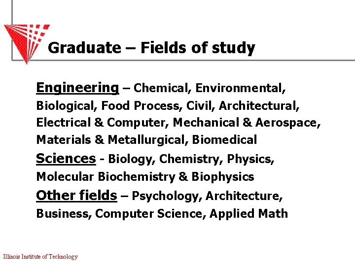 Graduate – Fields of study Engineering – Chemical, Environmental, Biological, Food Process, Civil, Architectural,