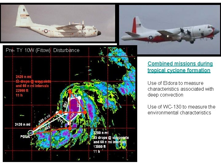 Pre- TY 10 W (Fitow) Disturbance Combined missions during tropical cyclone formation Use of