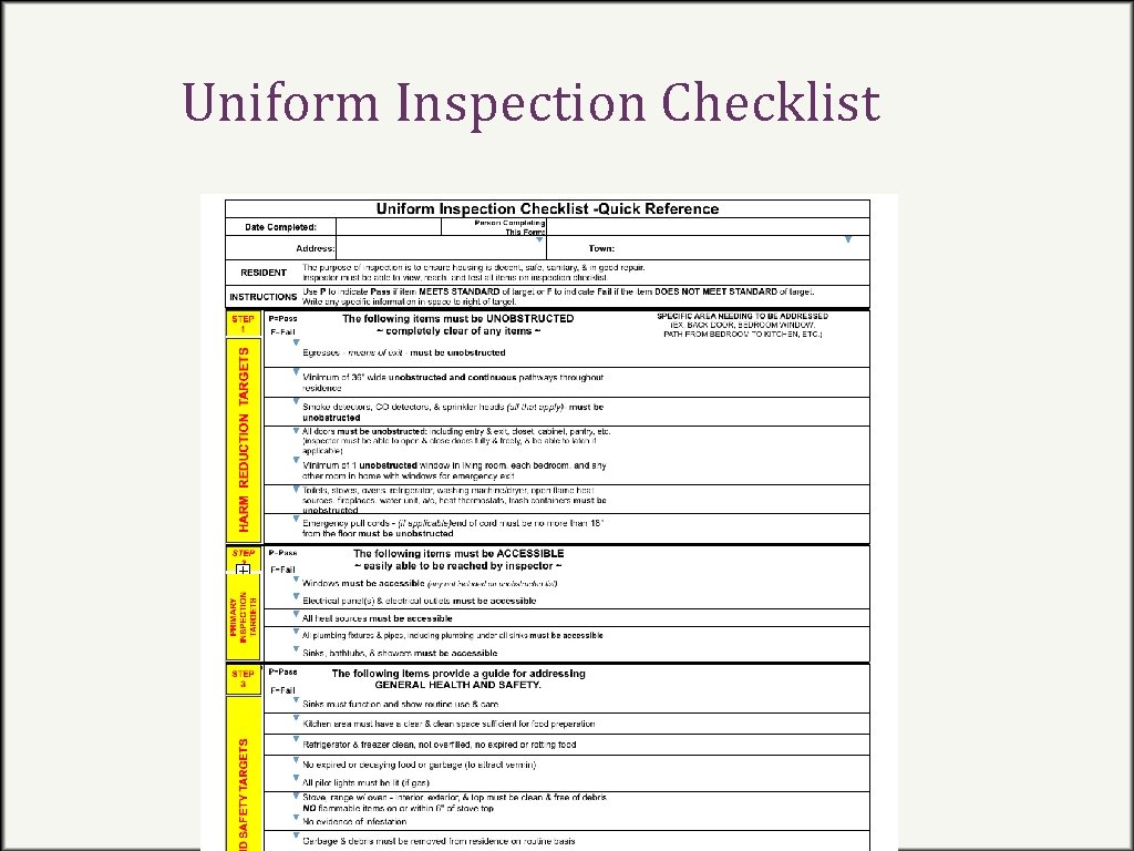 Uniform Inspection Checklist 