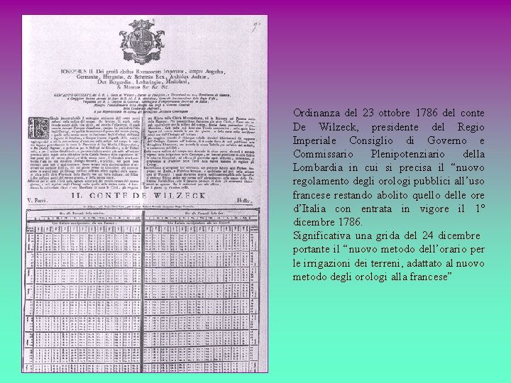 Ordinanza del 23 ottobre 1786 del conte De Wilzeck, presidente del Regio Imperiale Consiglio