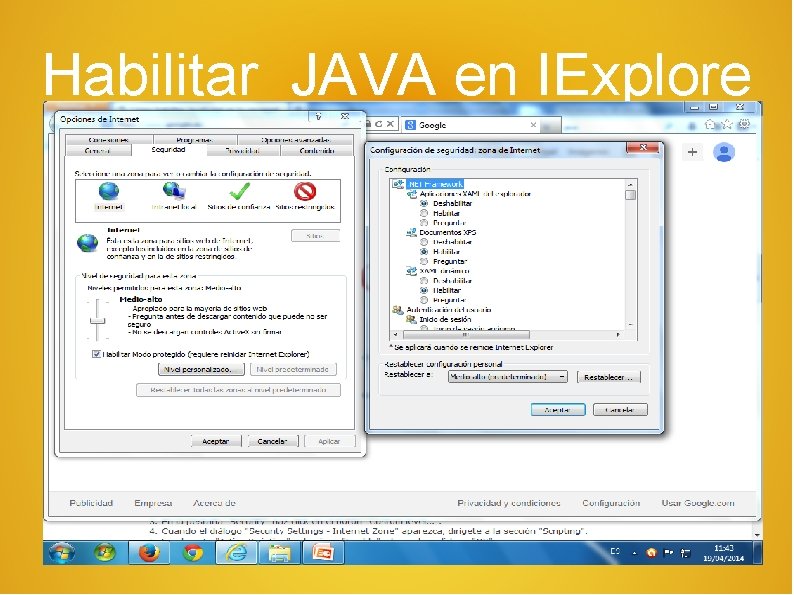 Habilitar JAVA en IExplore 
