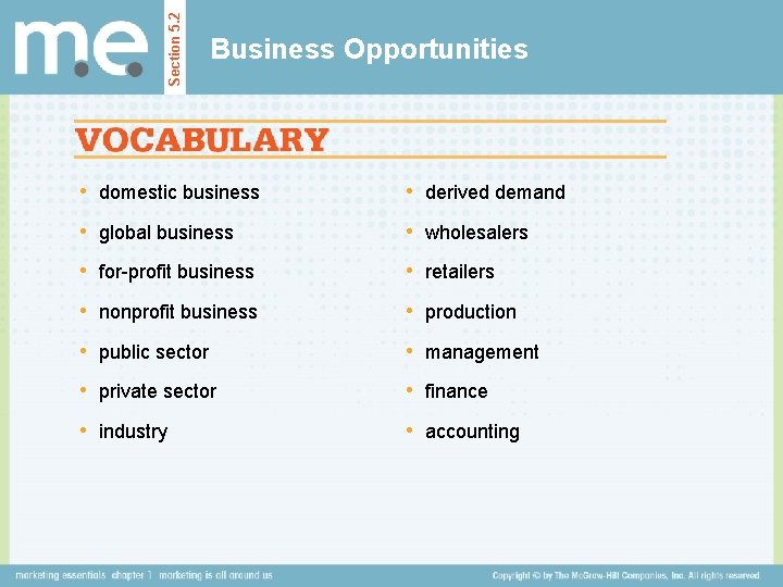 Section 5. 2 Business Opportunities • domestic business • derived demand • global business