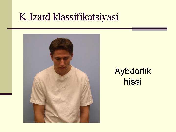 K. Izard klassifikatsiyasi Aybdorlik hissi 