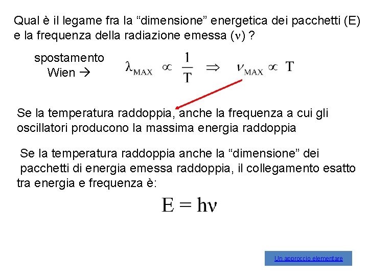 Qual è il legame fra la “dimensione” energetica dei pacchetti (E) e la frequenza