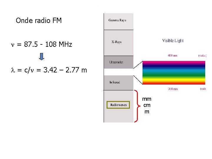 Onde radio FM n = 87. 5 - 108 MHz l = c/n =