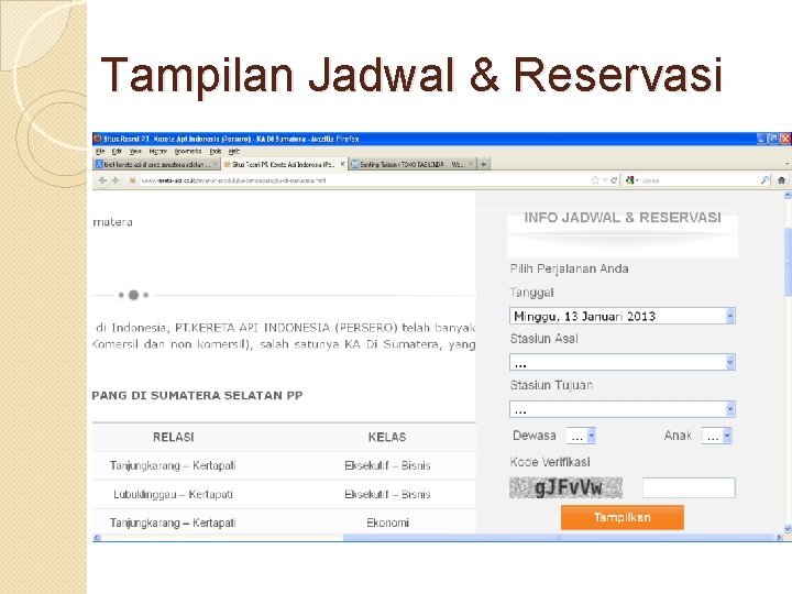 Tampilan Jadwal & Reservasi 
