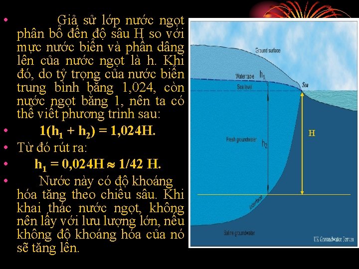  • • • Giả sử lớp nước ngọt phân bổ đến độ sâu