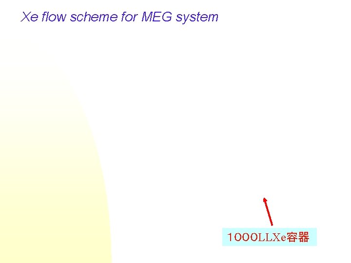 Xe flow scheme for MEG system １０００ LLXe容器 