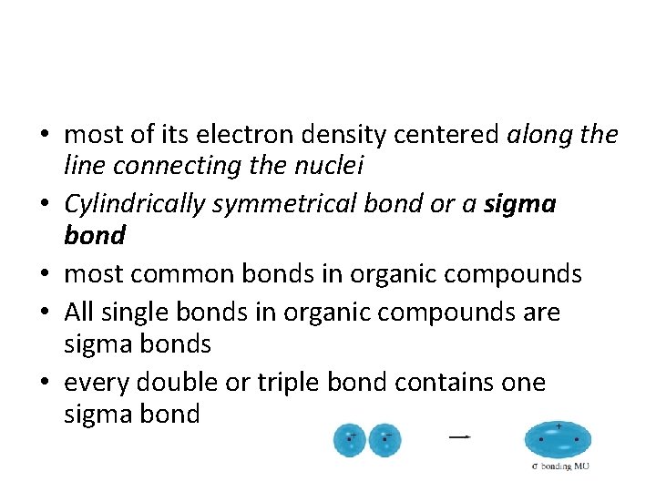 • most of its electron density centered along the line connecting the nuclei • most of its electron density centered along the line connecting the nuclei