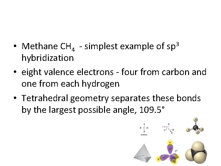 • Methane CH 4 - simplest example of sp 3 hybridization • eight • Methane CH 4 - simplest example of sp 3 hybridization • eight