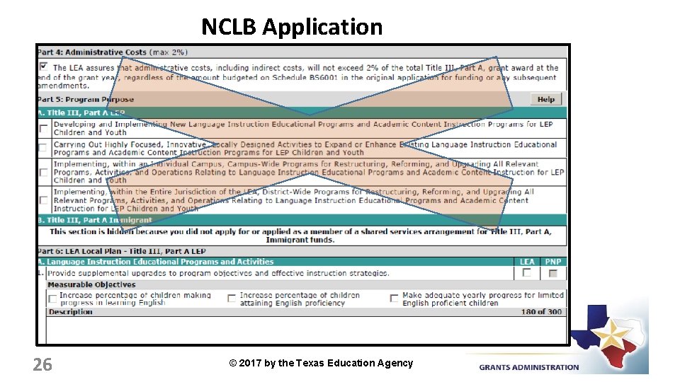 NCLB Application 26 © 2017 by the Texas Education Agency 