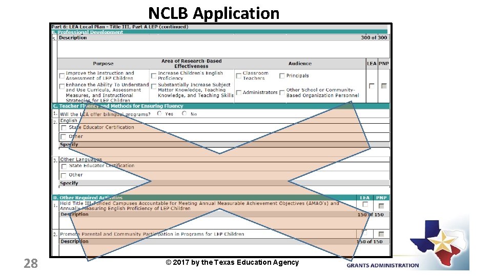 NCLB Application 28 © 2017 by the Texas Education Agency 