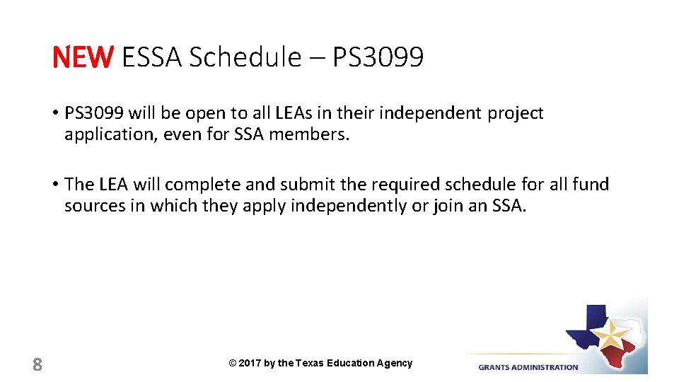 NEW ESSA Schedule – PS 3099 • PS 3099 will be open to all