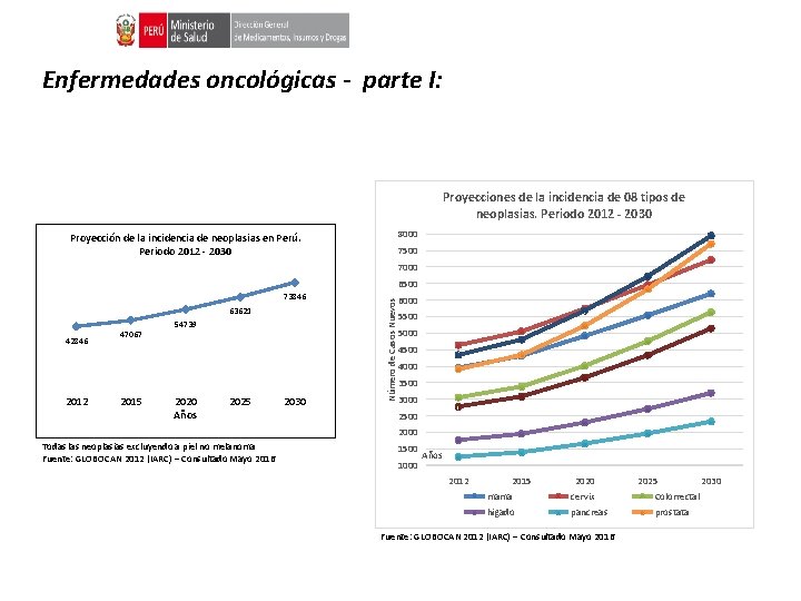 Enfermedades oncológicas - parte I: Proyecciones de la incidencia de 08 tipos de neoplasias.