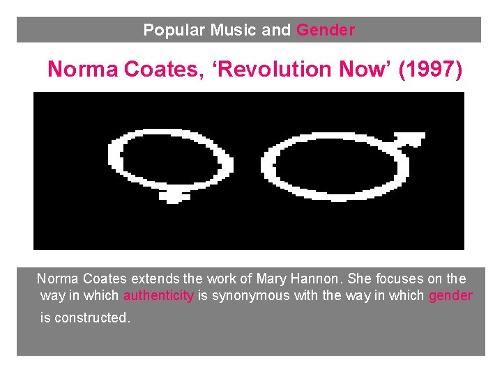 Popular Music and Gender Norma Coates, ‘Revolution Now’ (1997) Norma Coates extends the work