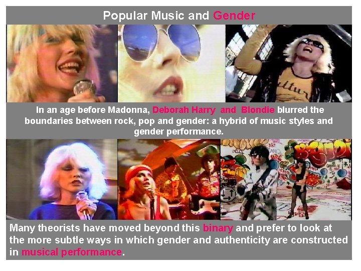 Popular Music and Gender In an age before Madonna, Deborah Harry and Blondie blurred