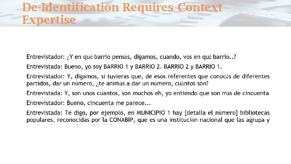 De-Identification Requires Context Expertise 