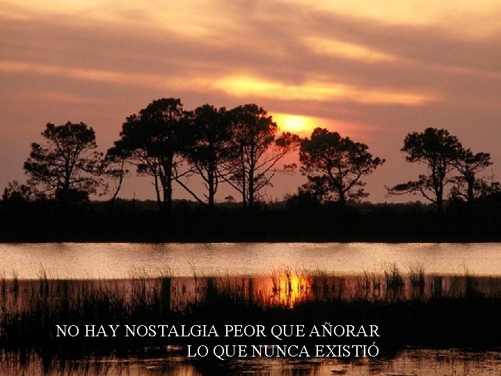 NO HAY NOSTALGIA PEOR QUE AÑORAR LO QUE NUNCA EXISTIÓ 