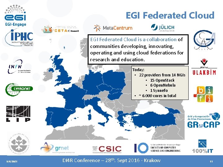 EGI Federated Cloud is a collaboration of communities developing, innovating, operating and using cloud