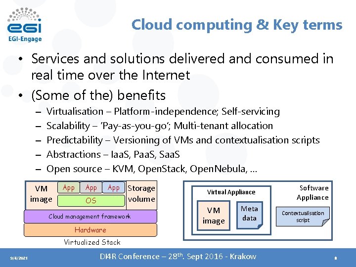 Cloud computing & Key terms • Services and solutions delivered and consumed in real