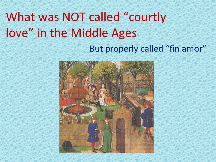 What was NOT called “courtly love” in the Middle Ages But properly called “fin