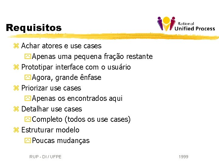 Requisitos z Achar atores e use cases y. Apenas uma pequena fração restante z