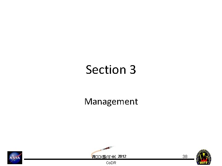 Section 3 Management 2012 Co. DR 38 