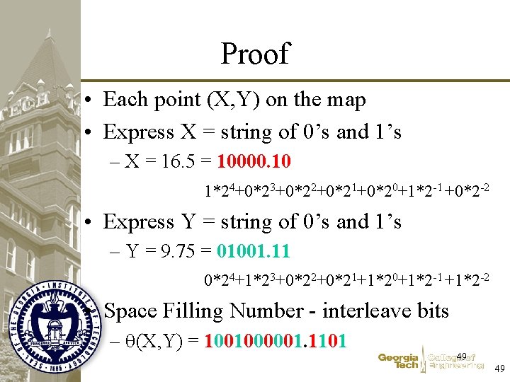 Proof • Each point (X, Y) on the map • Express X = string