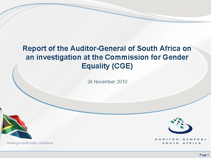 Report of the Auditor-General of South Africa on an investigation at the Commission for