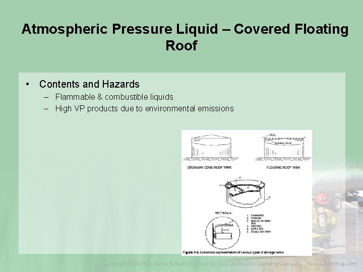 Atmospheric Pressure Liquid – Covered Floating Roof • Contents and Hazards – Flammable &