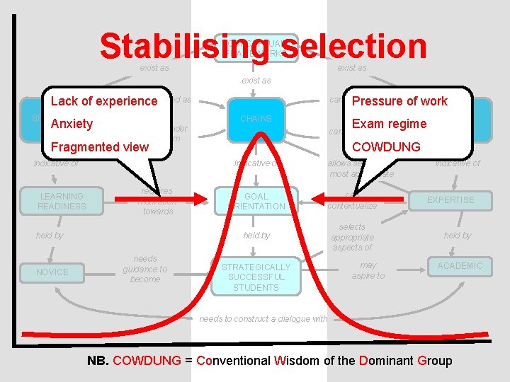 Stabilising selection CONCEPTUAL FRAMEWORKS exist as can be elaborated as Lack of experience SPOKES