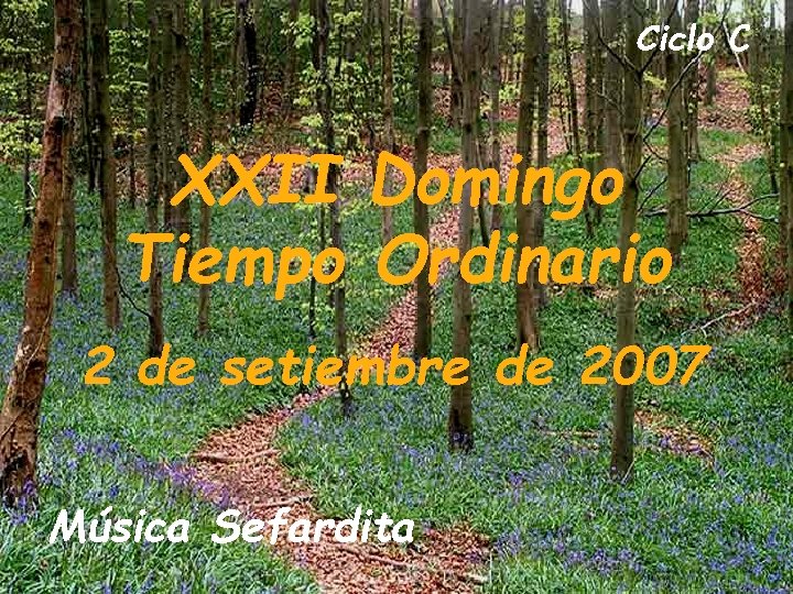 Ciclo C XXII Domingo Tiempo Ordinario 2 de setiembre de 2007 Música Sefardita 