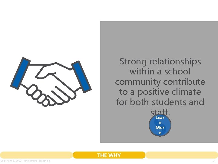 Strong relationships within a school community contribute to a positive climate for both students