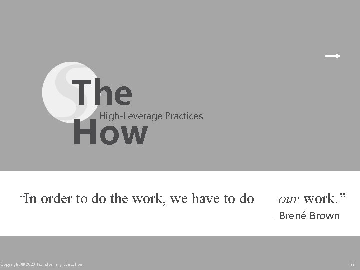 The How High-Leverage Practices “In order to do the work, we have to do